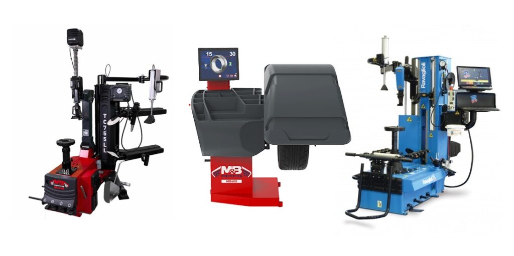 Professional wheel balancing and tyre changing equipment used during wheel and tyre service training at RMT Automotive Services